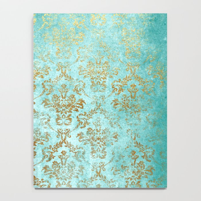 Mermaid Gold Aqua Seafoam Damask Notebook Gallery Image 4