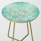 Mermaid Gold Aqua Seafoam Damask Side Table Gallery Image 2