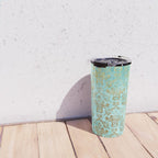Mermaid Gold Aqua Seafoam Damask Travel Mug Gallery Image 4