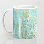 Mermaid Gold Aqua Seafoam Damask Coffee Mug Gallery Image 3