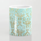 Mermaid Gold Aqua Seafoam Damask Coffee Mug Gallery Image 4
