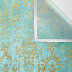Mermaid Gold Aqua Seafoam Damask Wall Tapestry Gallery Image 3