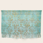 Mermaid Gold Aqua Seafoam Damask Wall Hanging Gallery Image 1