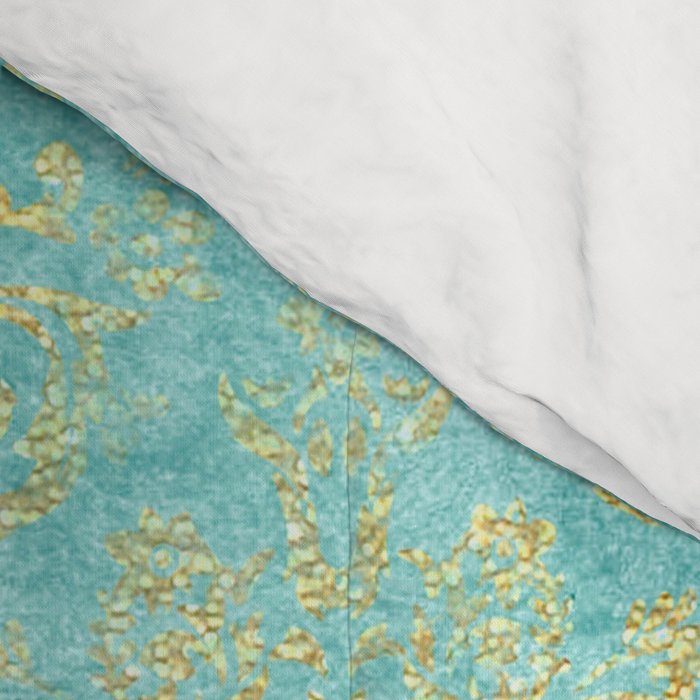 Mermaid Gold Aqua Seafoam Damask Comforter Gallery Image 4