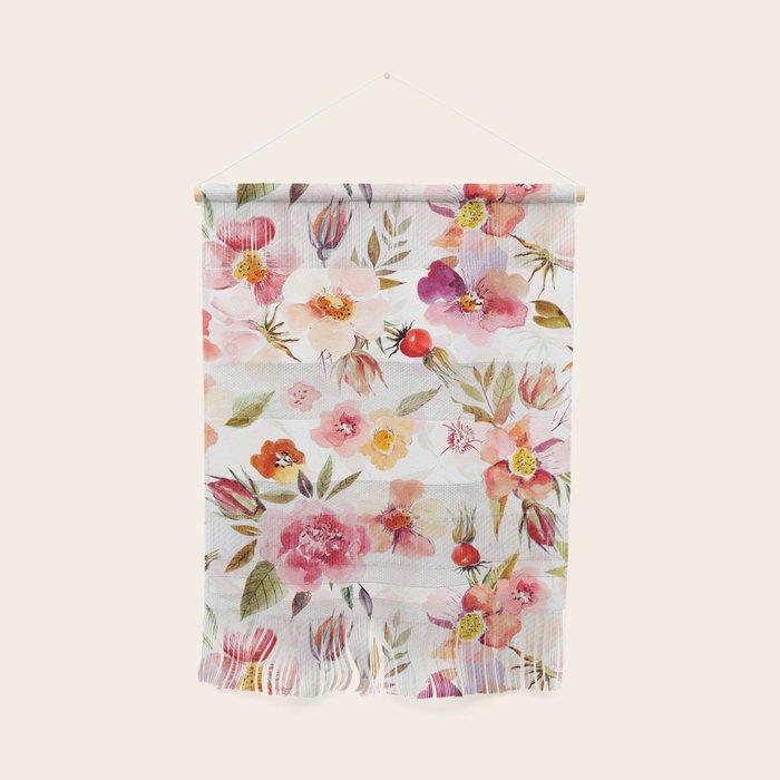 Hygge Watercolor Midsummer Dogroses Pattern  Wall Hanging Gallery Image 1