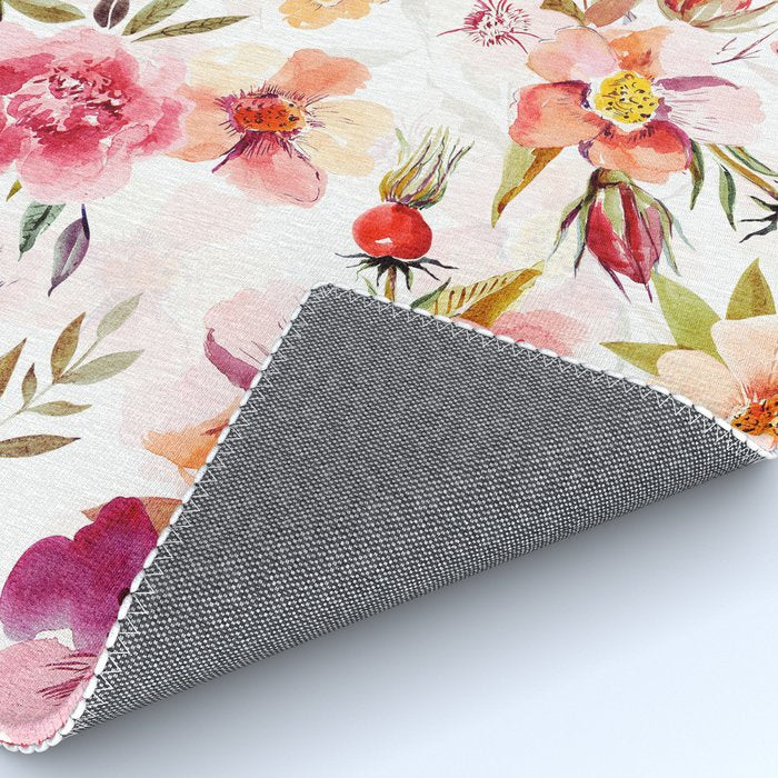 Hygge Watercolor Midsummer Dogroses Pattern  Rug Gallery Image 4