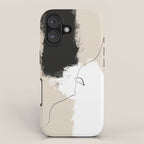 Modern Neutral Abstract Art, Beige, Black and White, Brushstroke Art Print by Synplus iPhone Case Gallery Image 1