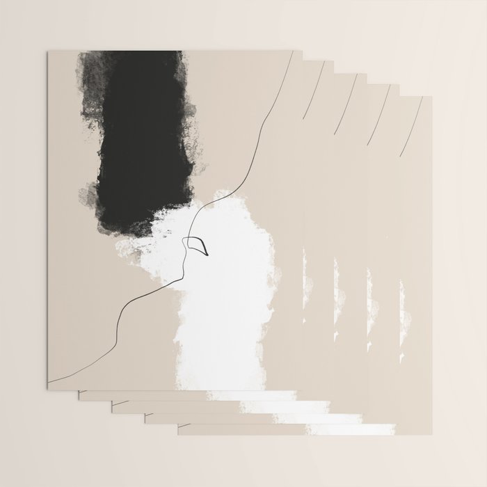 Modern Neutral Abstract Art, Beige, Black and White, Brushstroke Art Print by Synplus Wrapping Paper Gallery Image 3