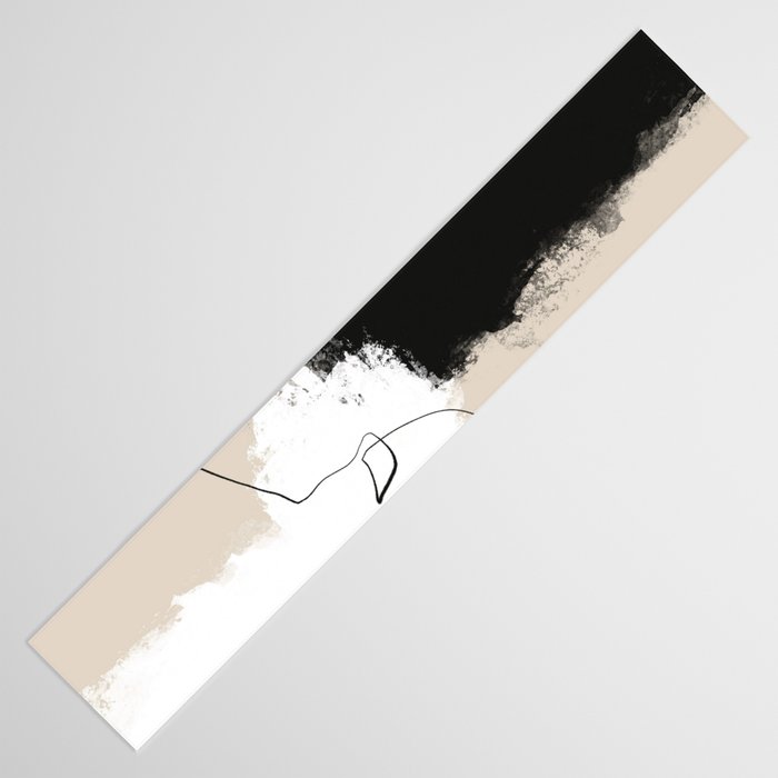 Modern Neutral Abstract Art, Beige, Black and White, Brushstroke Art Print by Synplus Table Runner Gallery Image 3