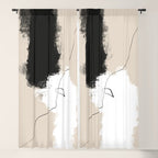Modern Neutral Abstract Art, Beige, Black and White, Brushstroke Art Print by Synplus Window Curtain Gallery Image 5