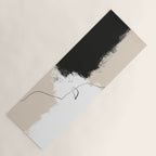 Modern Neutral Abstract Art, Beige, Black and White, Brushstroke Art Print by Synplus Yoga Mat Gallery Image 1
