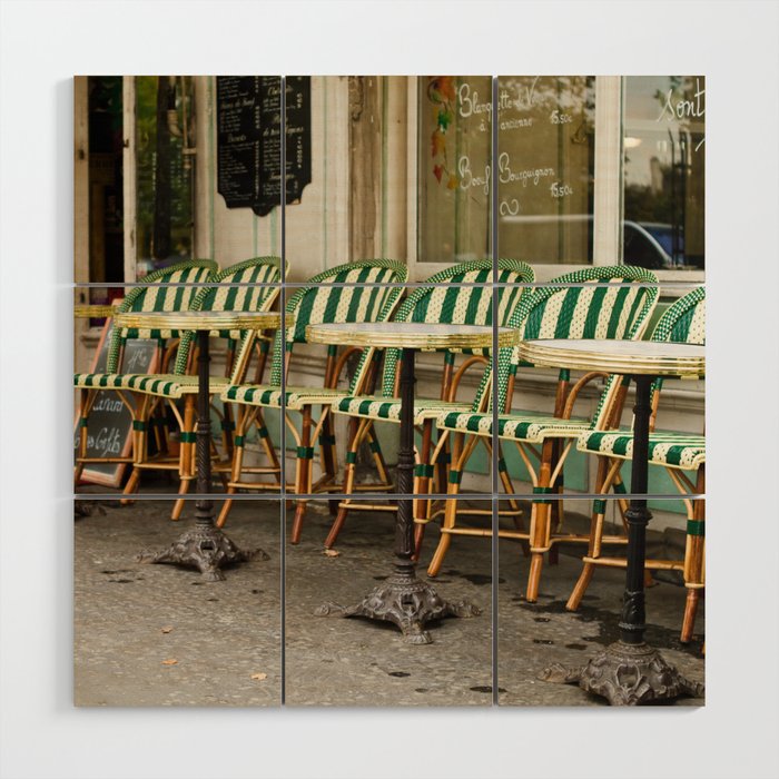 Cafe Views in Paris Wood Wall Art Gallery Image 1