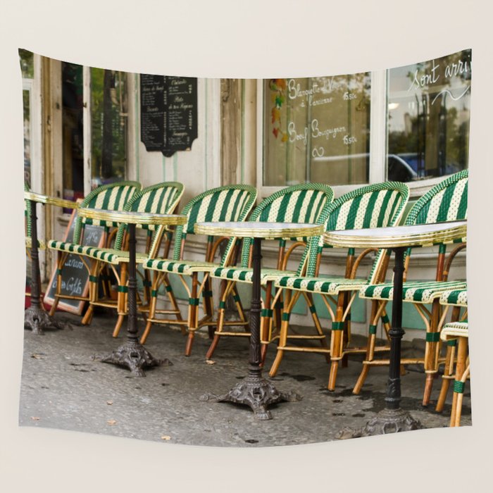 Cafe Views in Paris Wall Tapestry Gallery Image 1