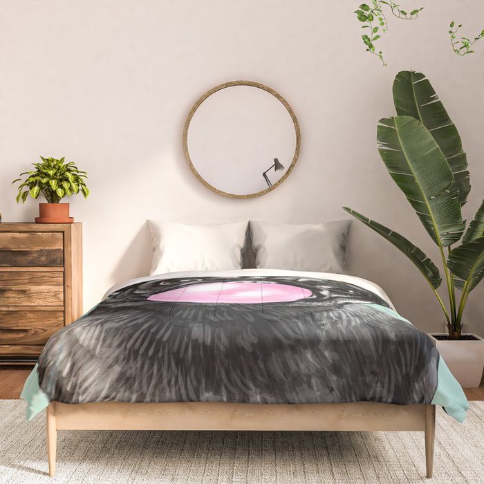 Bubble Gum Black Pug in Green Comforter Gallery Image 3