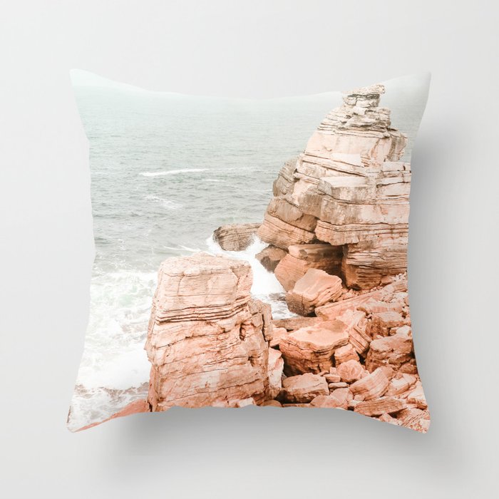 Rocky Coastline Beach View - Ocean Print - Sea - Travel photography by Ingrid Beddoes Throw Pillow Gallery Image 1