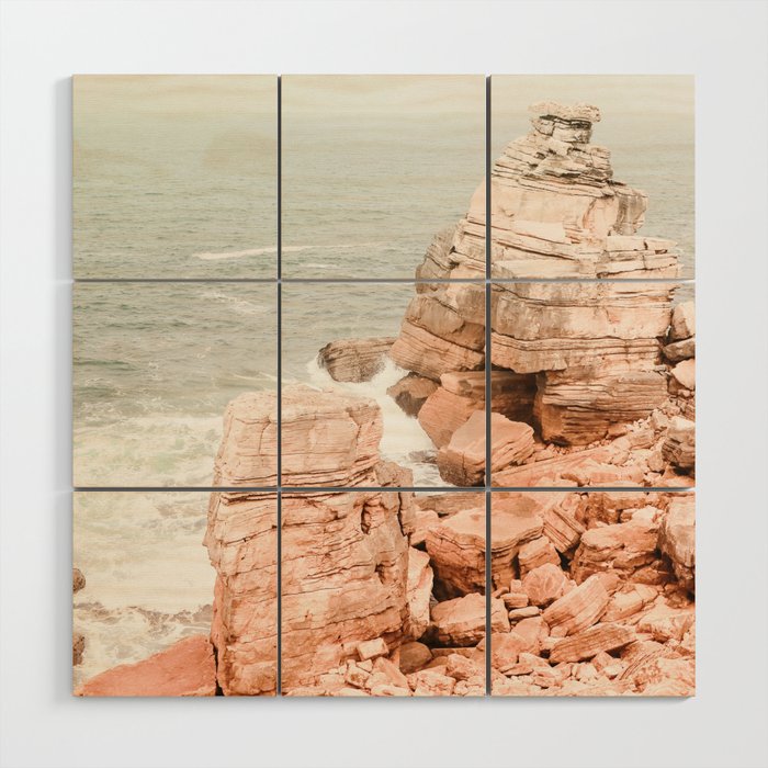 Rocky Coastline Beach View - Ocean Print - Sea - Travel photography by Ingrid Beddoes Wood Wall Art Gallery Image 1