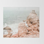 Rocky Coastline Beach View - Ocean Print - Sea - Travel photography by Ingrid Beddoes Throw Blanket Gallery Image 2
