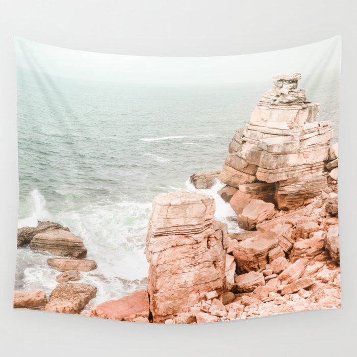 Rocky Coastline Beach View - Ocean Print - Sea - Travel photography by Ingrid Beddoes Wall Tapestry Gallery Image 4