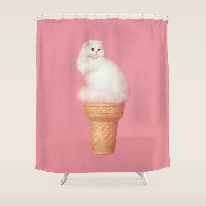Cat Ice Cream - Pink Shower Curtain Gallery Image 1