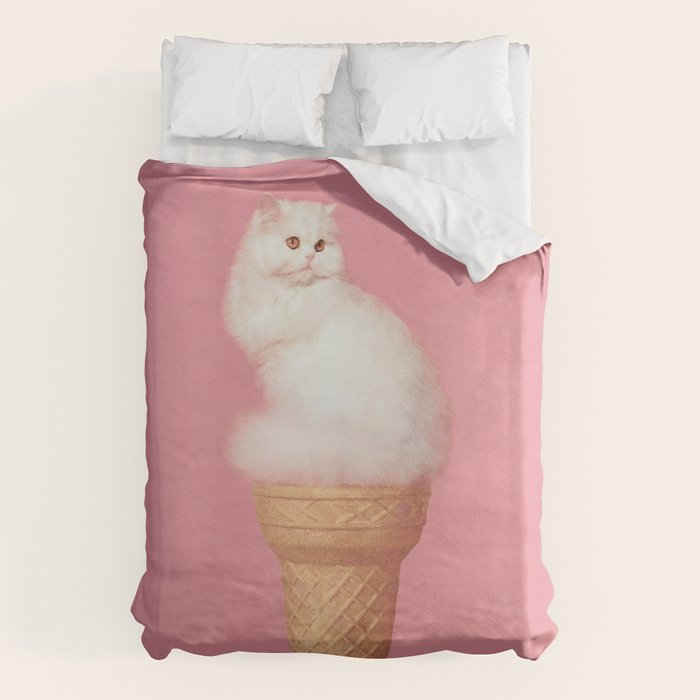 Cat Ice Cream - Pink Duvet Cover Gallery Image 1