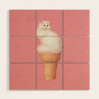 Cat Ice Cream - Pink Wood Wall Art Gallery Image 1