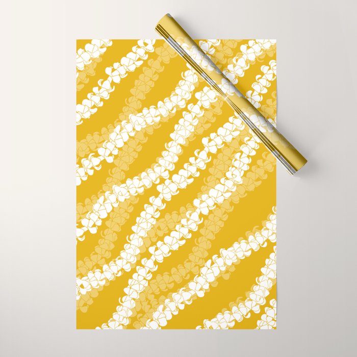 Puakenikeni single leis on Deep yellow Wrapping Paper Gallery Image 1