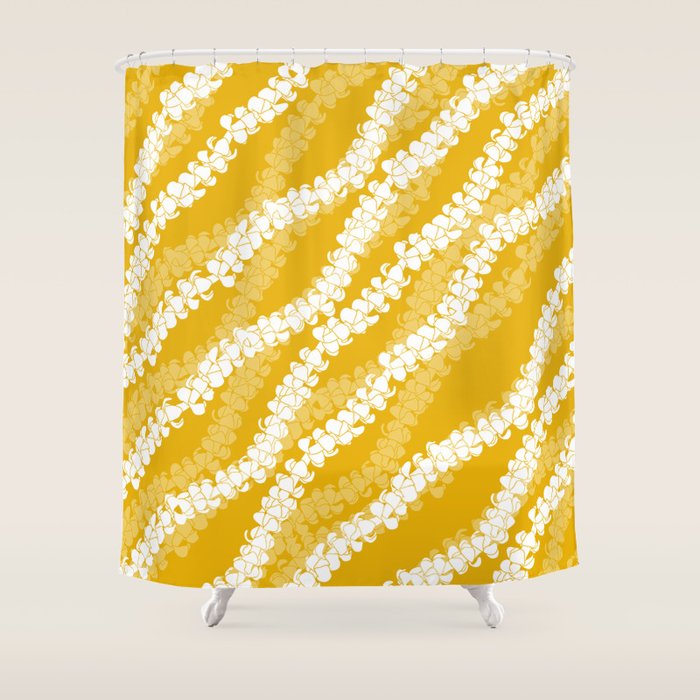 Puakenikeni single leis on Deep yellow Shower Curtain Gallery Image 1