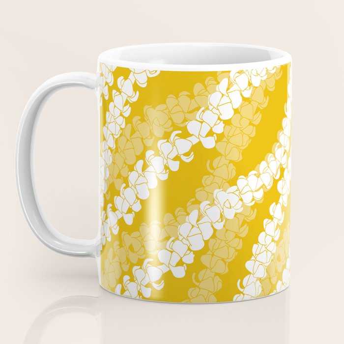Puakenikeni single leis on Deep yellow Coffee Mug Gallery Image 3