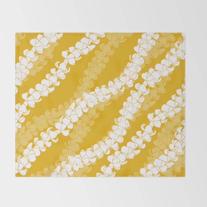 Puakenikeni single leis on Deep yellow Throw Blanket Gallery Image 2