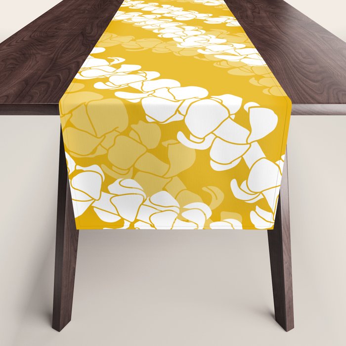 Puakenikeni single leis on Deep yellow Table Runner Gallery Image 1