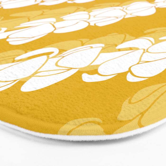 Puakenikeni single leis on Deep yellow Bath Mat Gallery Image 3