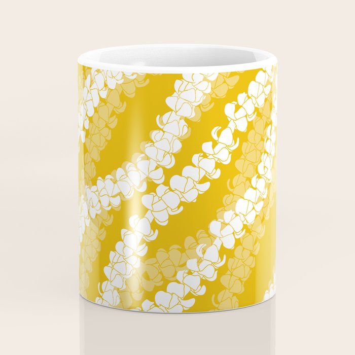 Puakenikeni single leis on Deep yellow Coffee Mug Gallery Image 4