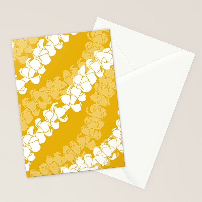 Puakenikeni single leis on Deep yellow Stationery Card Gallery Image 2
