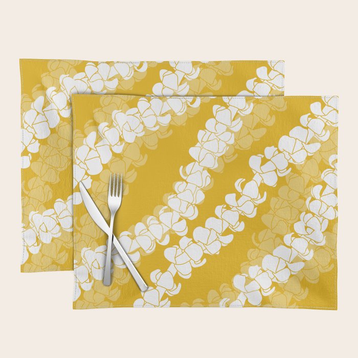 Puakenikeni single leis on Deep yellow Placemat Gallery Image 1