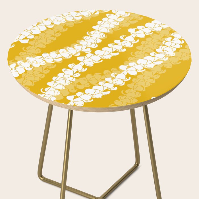 Puakenikeni single leis on Deep yellow Side Table Gallery Image 2