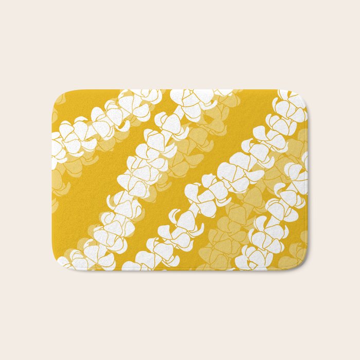 Puakenikeni single leis on Deep yellow Bath Mat Gallery Image 1