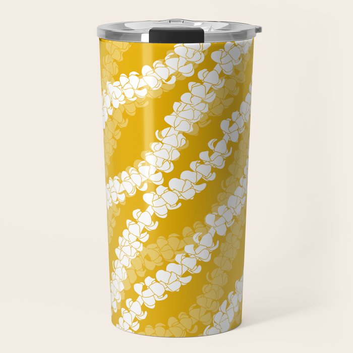 Puakenikeni single leis on Deep yellow Travel Mug Gallery Image 1