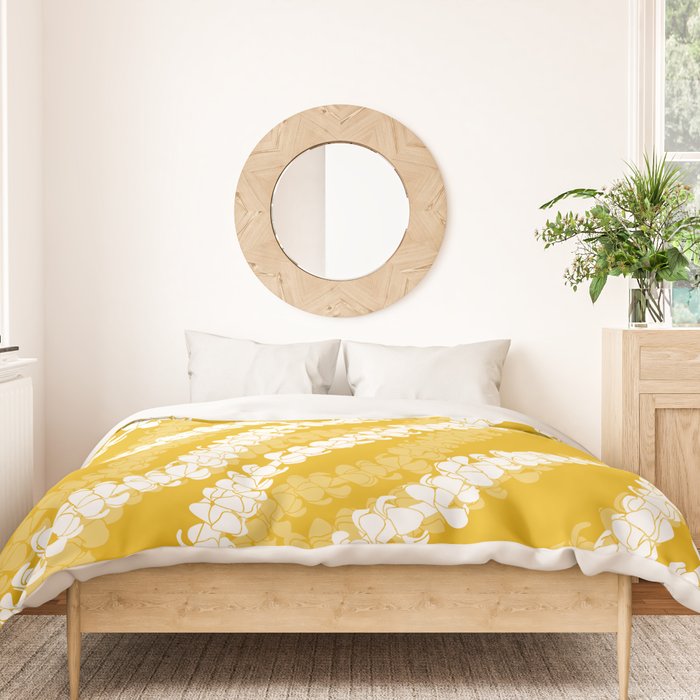 Puakenikeni single leis on Deep yellow Duvet Cover Gallery Image 3
