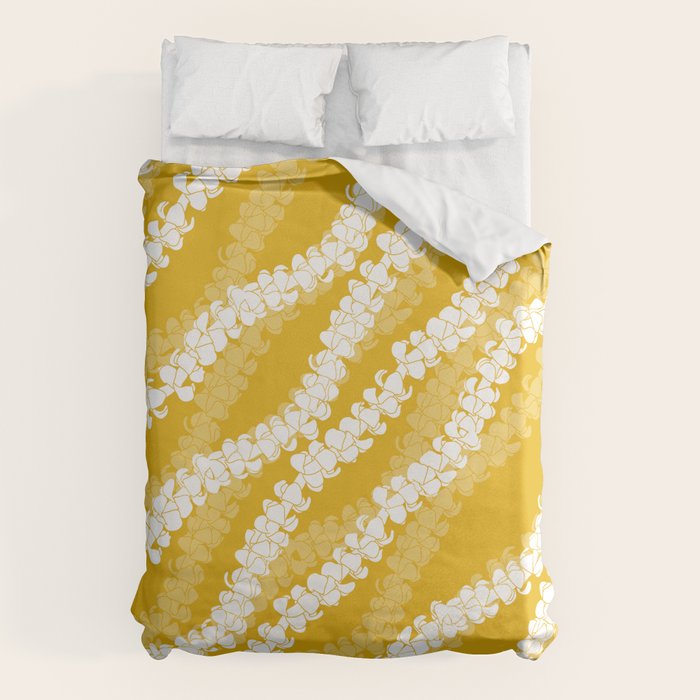 Puakenikeni single leis on Deep yellow Duvet Cover Gallery Image 6