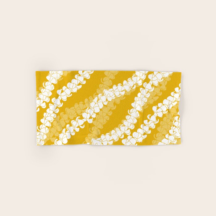 Puakenikeni single leis on Deep yellow Bath Towel Gallery Image 1