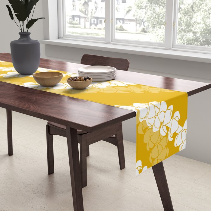 Puakenikeni single leis on Deep yellow Table Runner Gallery Image 2