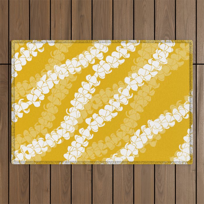 Puakenikeni single leis on Deep yellow Outdoor Rug Gallery Image 1