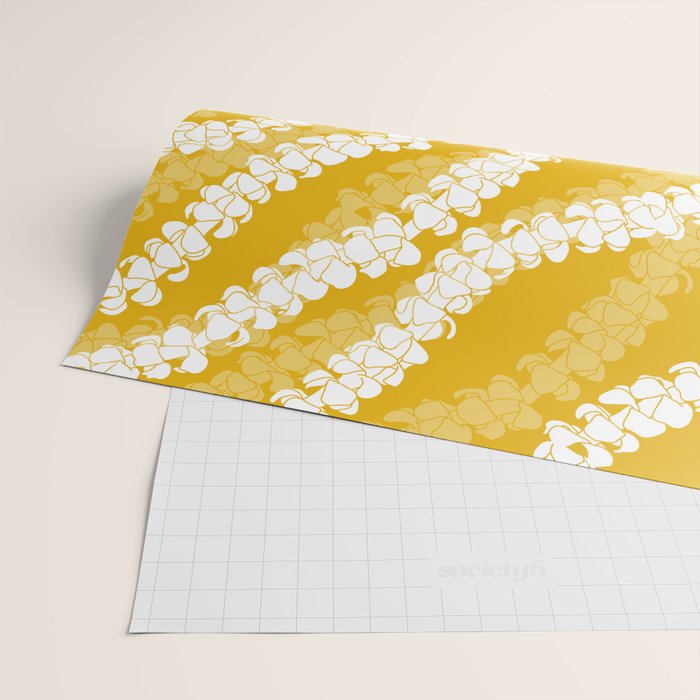 Puakenikeni single leis on Deep yellow Wrapping Paper Gallery Image 2