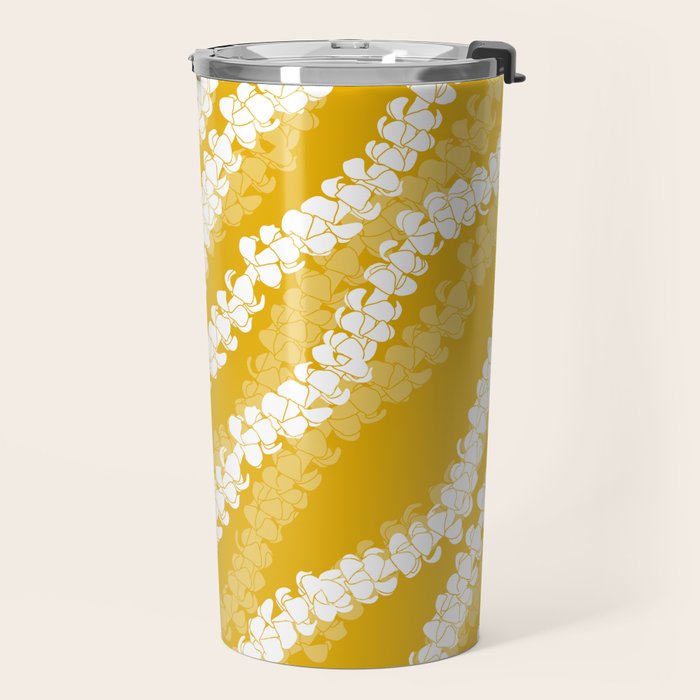 Puakenikeni single leis on Deep yellow Travel Mug Gallery Image 2