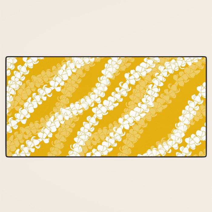 Puakenikeni single leis on Deep yellow Desk Mat Gallery Image 3