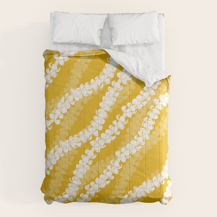 Puakenikeni single leis on Deep yellow Comforter Gallery Image 1