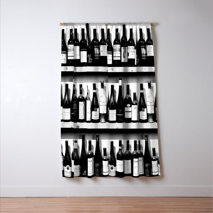 Wine Bottles in Black And White #decor #society6 #buyart Window Curtain Gallery Image 3