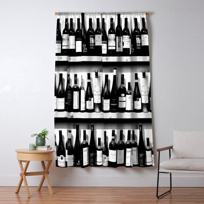 Wine Bottles in Black And White #decor #society6 #buyart Window Curtain Gallery Image 5