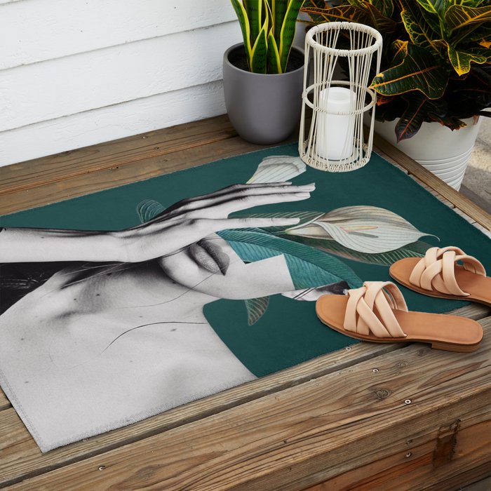 WOMAN WITH FLOWERS 22 Outdoor Rug Gallery Image 2