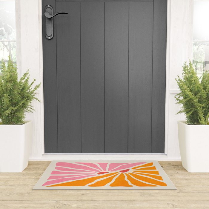 Chantilly & Neon Carrot: Les Fleurs | Flower Market Color Series 09 Welcome Mat Gallery Image 3